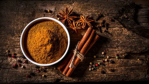  white bowl filled with cinnamon powder